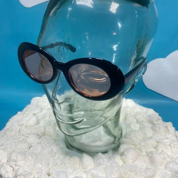 Black Frame Rose Colored Bubble Glasses - Picture 7 of 8